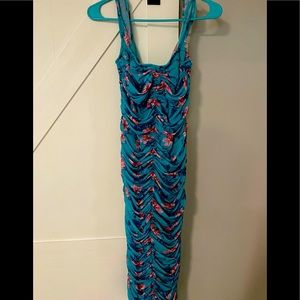 Pretty Little Thing ruched tropical dress size 8